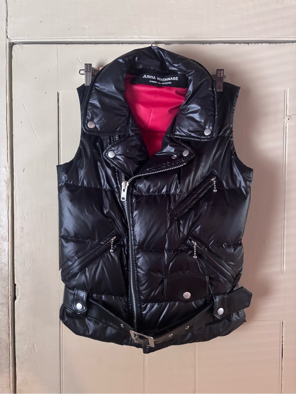 Junya Watanabe Black Quilted Vest with Pink Lining